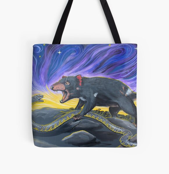 Tiger Snake vs Tasmanian Devil All Over Print Tote Bag
