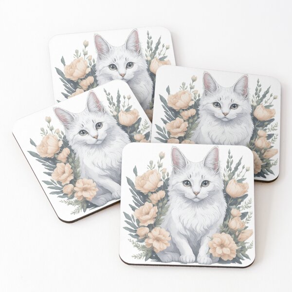 Item preview, Cute Turkish Angora with Flowers designed and sold by Clipartopia.