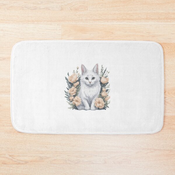 Item preview, Cute Turkish Angora with Flowers designed and sold by Clipartopia.