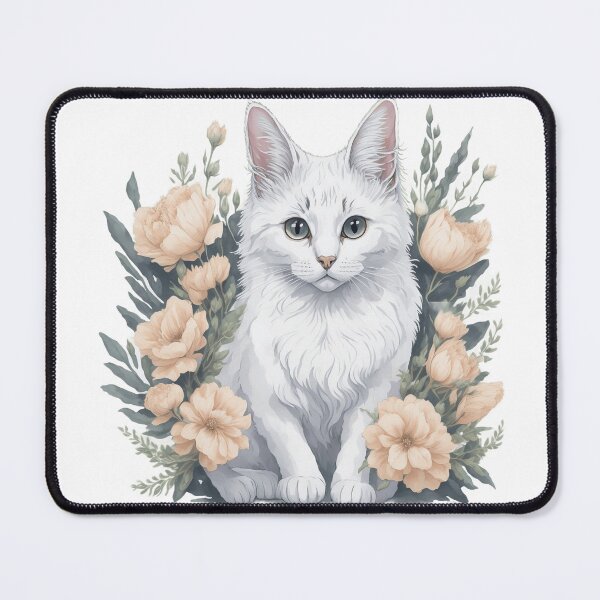 Item preview, Cute Turkish Angora with Flowers designed and sold by Clipartopia.