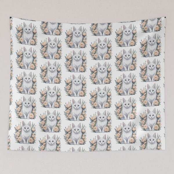 Item preview, Cute Turkish Angora with Flowers designed and sold by Clipartopia.