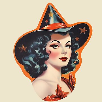 Artwork thumbnail, Vintage Halloween Raven Haired Beauty by LynneMitchell