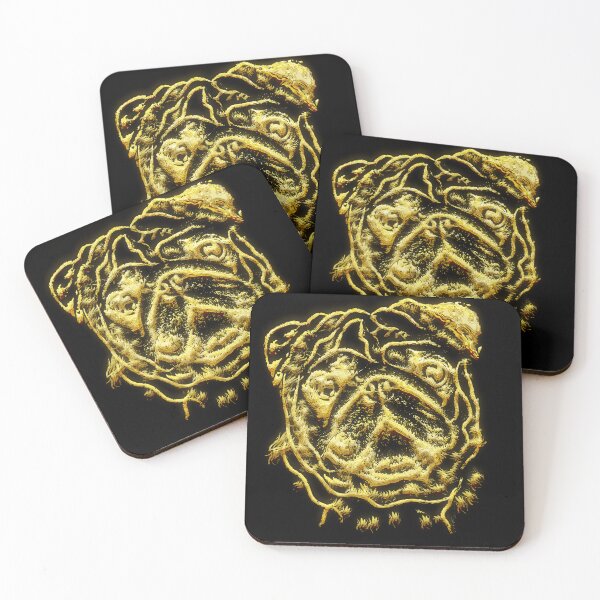 Item preview, pug dog 3d golden art | pug dog 3d golden art black t-shirt  designed and sold by KARTICK DUTTA.