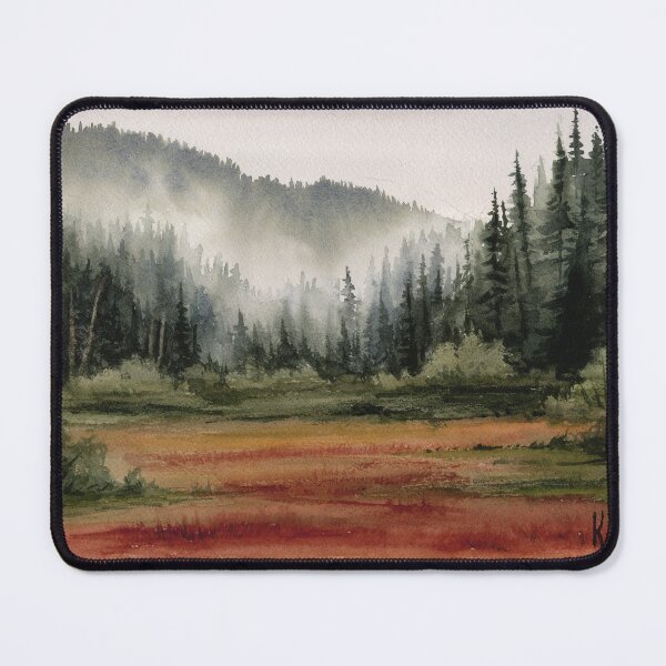 Item preview, "Longmire Fog" Watercolor Landscape Painting designed and sold by kilobyte.