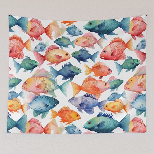 Item preview, Watercolour Fish Pattern designed and sold by PatternStudios.