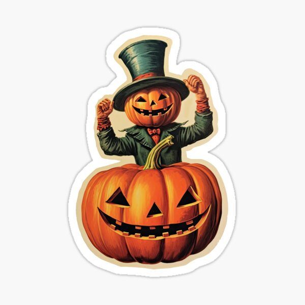 Vintage Halloween Jack-o-lantern Man in a Top Hat Sticker