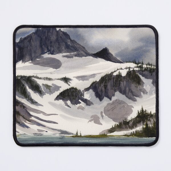 Item preview, "Unicorn Peak Above Snow Lake" Watercolor Landscape Painting designed and sold by kilobyte.