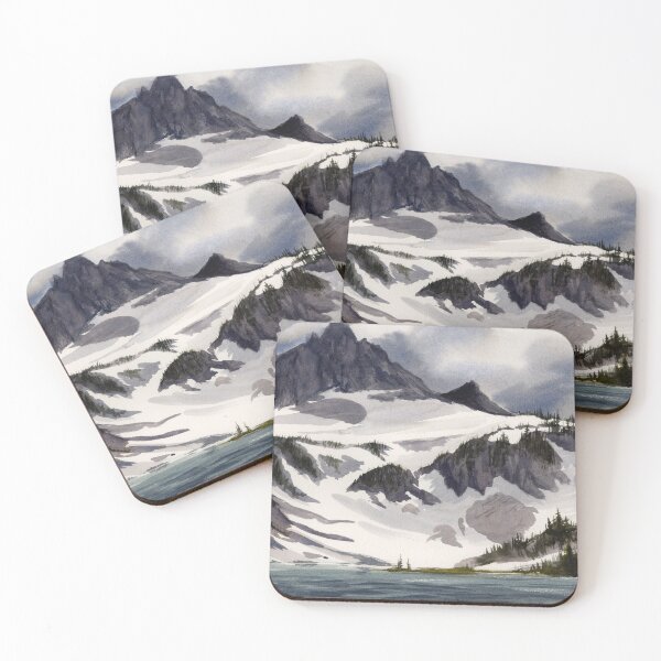 Item preview, "Unicorn Peak Above Snow Lake" Watercolor Landscape Painting designed and sold by kilobyte.