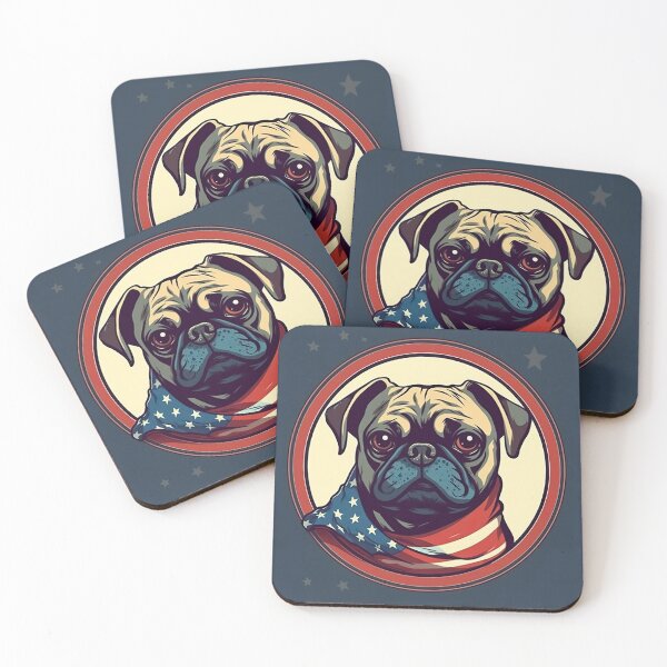Item preview, Cute Pug Dog Red White Blue Patriotic American Flag 4th of July designed and sold by Lovedogz4life.