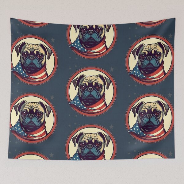 Item preview, Cute Pug Dog Red White Blue Patriotic American Flag 4th of July designed and sold by Lovedogz4life.