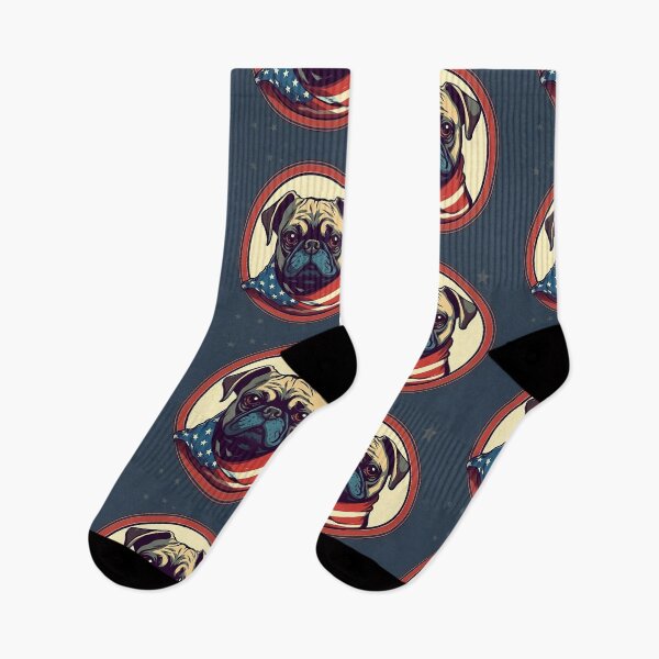 Item preview, Cute Pug Dog Red White Blue Patriotic American Flag 4th of July designed and sold by Lovedogz4life.