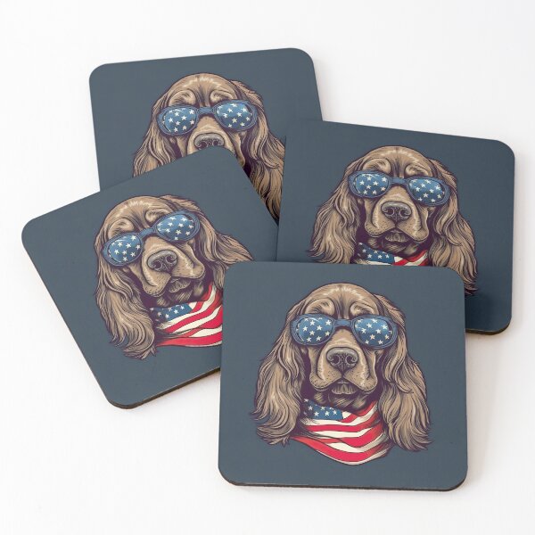 Item preview, Cocker Spaniel Dog with SunGlasses Red White Blue Patriotic American Flag 4th of July designed and sold by Lovedogz4life.
