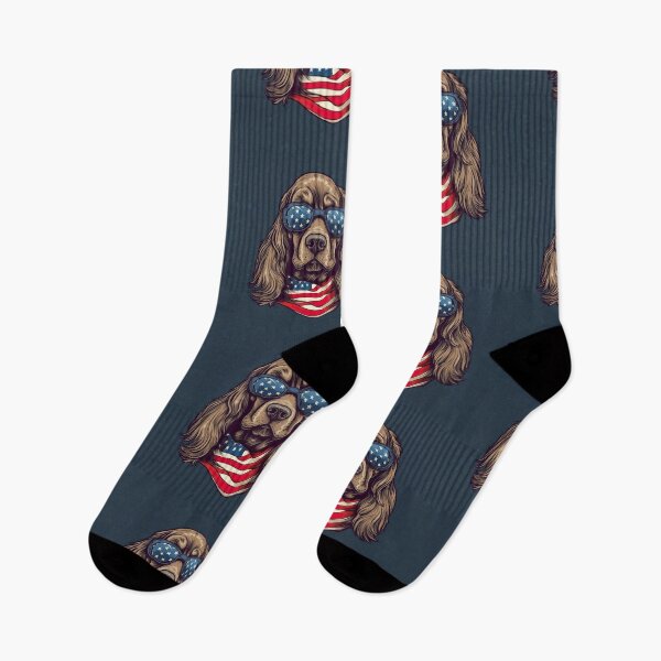 Item preview, Cocker Spaniel Dog with SunGlasses Red White Blue Patriotic American Flag 4th of July designed and sold by Lovedogz4life.