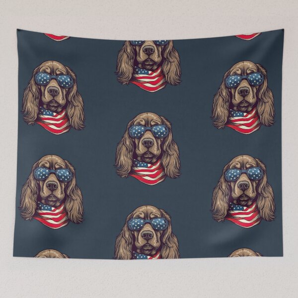 Item preview, Cocker Spaniel Dog with SunGlasses Red White Blue Patriotic American Flag 4th of July designed and sold by Lovedogz4life.