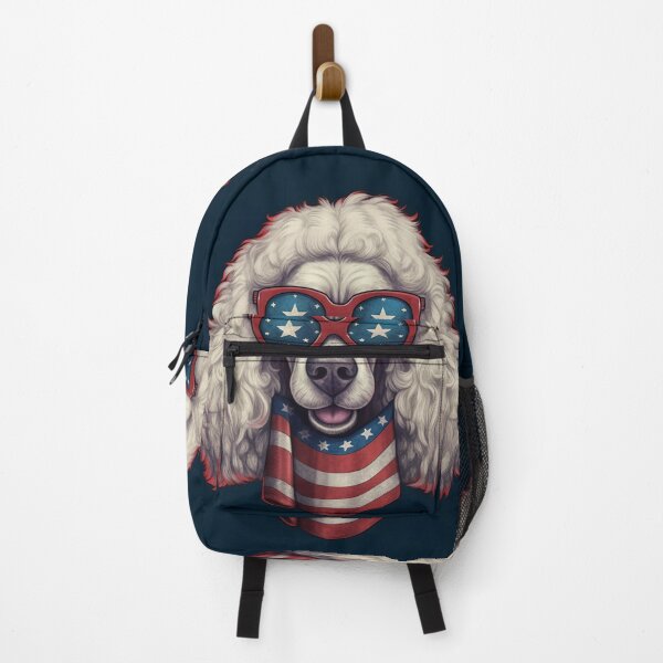 Item preview, White Poddle Dog with SunGlasses Red White Blue Patriotic American Flag 4th of July designed and sold by Lovedogz4life.