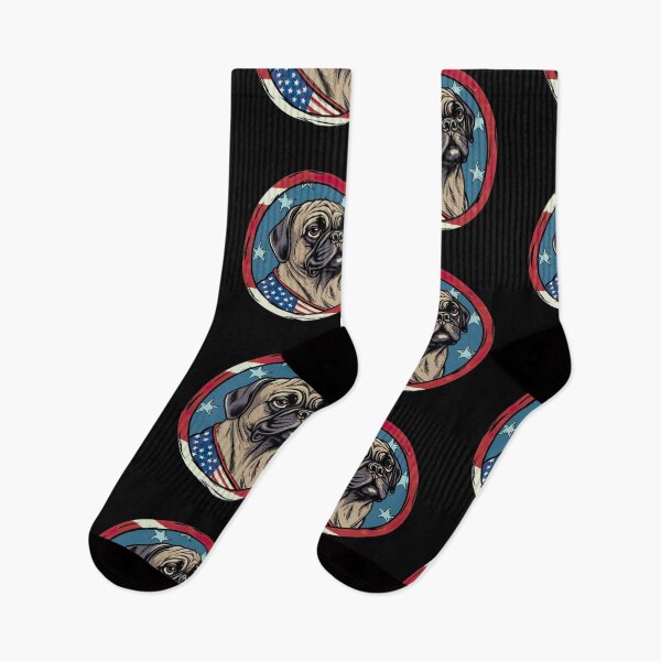 Item preview, Pug Dog Wearing Bandana Red White Blue Patriotic American Flag 4th of July designed and sold by Lovedogz4life.