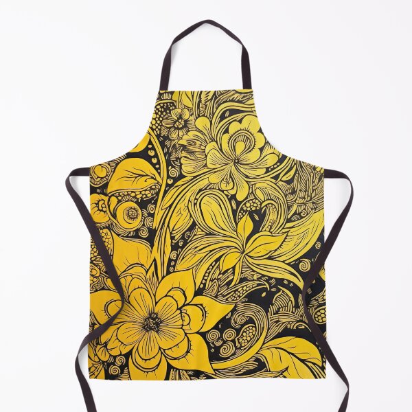 Item preview, Whimsical and Bold Jasmine -- Black and Yellow Psychedelic Woodcut designed and sold by curiouserthings.