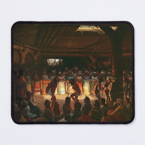 Item preview, Dance in a Subterranean Roundhouse | Jules Tavernier | 1878 Native American Art designed and sold by CJET.