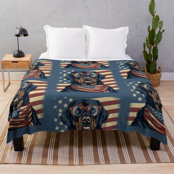Item preview, Rottweiler with SunGlasses Red White Blue Patriotic American Flag 4th of July designed and sold by Lovedogz4life.