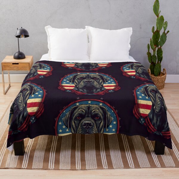 Item preview, Black Cane Corso Dog Red White Blue Patriotic American Flag 4th of July designed and sold by Lovedogz4life.
