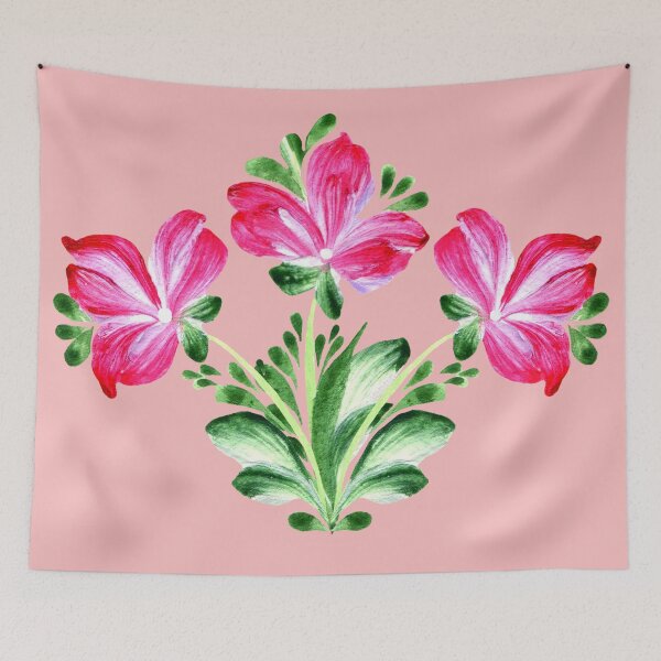 Item preview, Ukrainian art Petrykivka art Ukrainian pink flowers bouquet designed and sold by Sunflower-7.