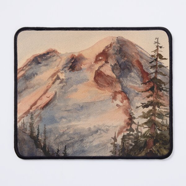 Item preview, "Glimpsing Tahoma" Watercolor Landscape Painting designed and sold by kilobyte.
