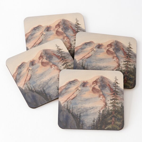 Item preview, "Glimpsing Tahoma" Watercolor Landscape Painting designed and sold by kilobyte.
