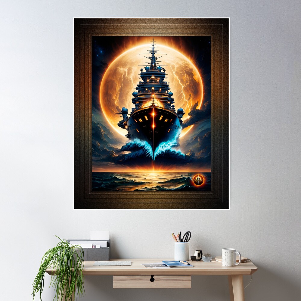 Galactic Ghost Ship Of The Seas Haunting Legend AI Concept Art by Xzendor7 Wall Decor Poster