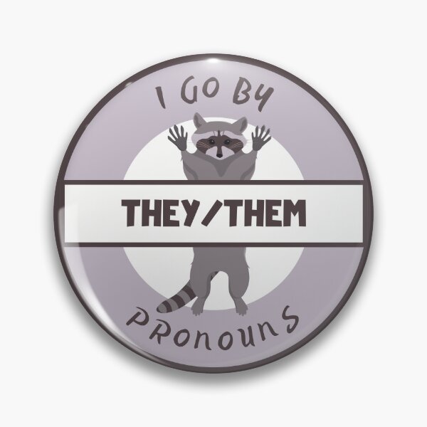 Item preview, They/Them Pronouns | LGBTQ Pride Raccoon | They Them pronoun designed and sold by Furia LGBTQ+ Accessories.