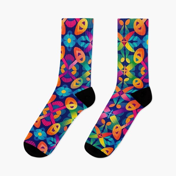 Item preview, Vibrant Geometric Print Art: Colorful Patterns on Dark Blue designed and sold by GiveMeMood.