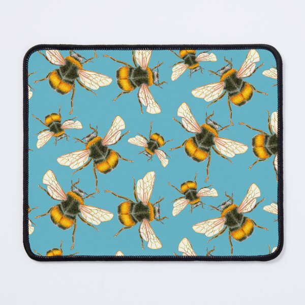 Item preview, Vintage Illustrated Bumblebee tossed pattern on aqua teal Queen Bee designed and sold by Sockstomistic.
