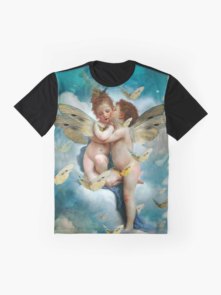 Vista alternativa de Camiseta gráfica "Angels in love in heaven with butterflies" 