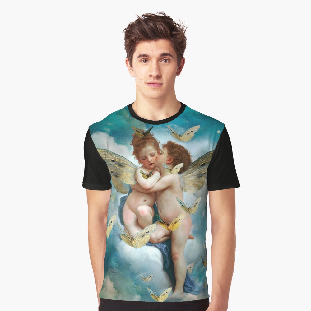"Angels in love in heaven with butterflies" Graphic T-Shirt