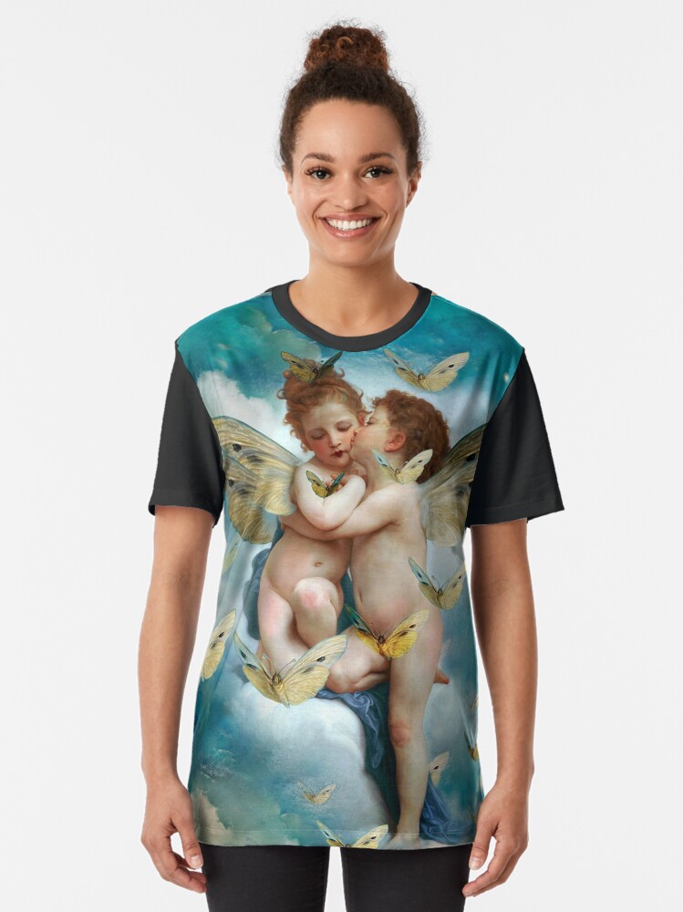 Alternate view of "Angels in love in heaven with butterflies" Graphic T-Shirt