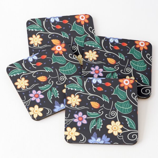Item preview, Ojibwe Floral Pattern | Native American Floral Design Black designed and sold by AstroWolf Studio.