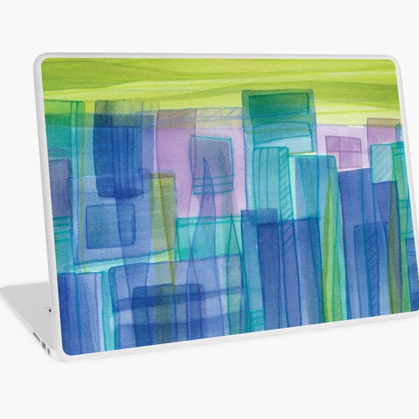 Blue Violet Turquoise City Abstraction Laptop Skin