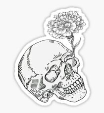 Skull and White Carnation design Sticker
