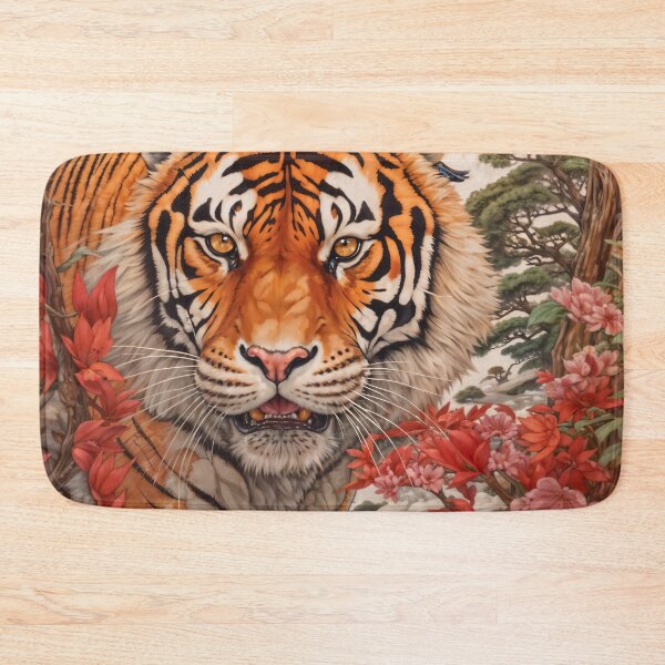 Item preview, Red Flowers Tiger designed and sold by berubettoart.