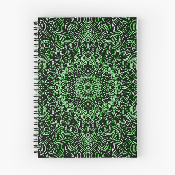 Item preview, Emerald Green Floral Mandala on Black designed and sold by Neon-Wolf.