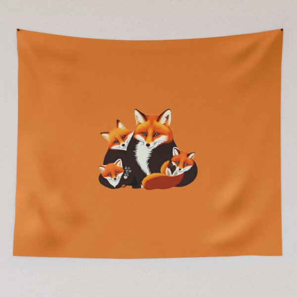 Item preview, Cute Baby Foxes and Mommy Fox - Neutral Orange Background designed and sold by Zeph1.