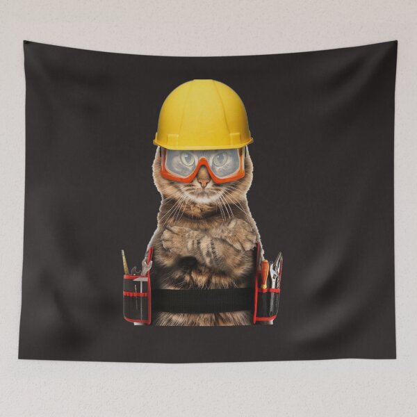 Item preview, Cute cat wearing a firefighting helmet . designed and sold by Aamanyy7789.