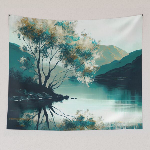 Item preview, Gold and Blue Lake Reflections designed and sold by TheArtMage.