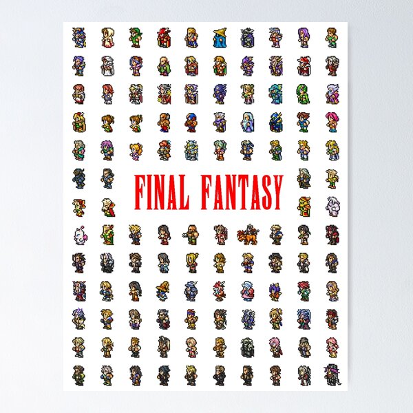 Final Fantasy 1 Retro NES Style Poster 4 Fiends Chaos Monsters & Heroes FF1  Wow 