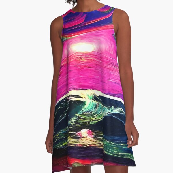 Item preview, Magenta Dusk: Otherworldly Ocean Sunset in Pink and Teal - Maximalist designed and sold by Bridie  OBrien.
