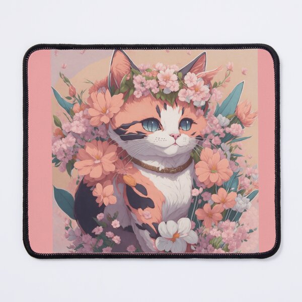 Item preview, Floral Feline Delight: Cute Cat with Flowers designed and sold by Angelle55.