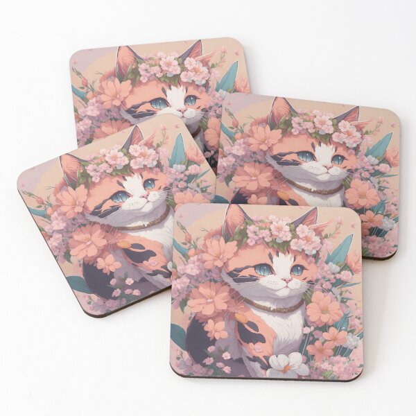 Item preview, Floral Feline Delight: Cute Cat with Flowers designed and sold by Angelle55.