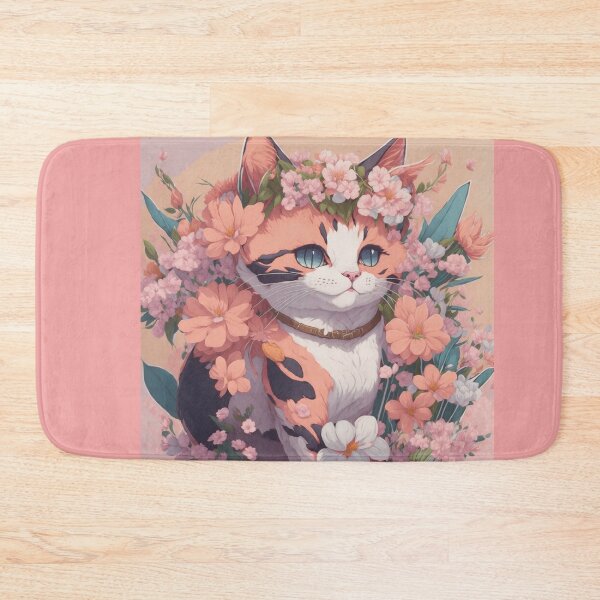 Item preview, Floral Feline Delight: Cute Cat with Flowers designed and sold by Angelle55.