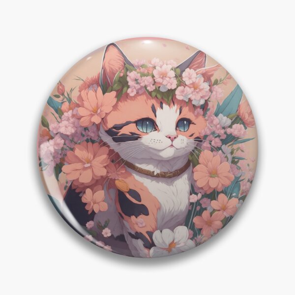 Item preview, Floral Feline Delight: Cute Cat with Flowers designed and sold by Angelle55.