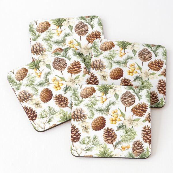 Item preview, Naturecore Pine Cones Pattern: Cute Mossy Green Berries & Branches designed and sold by GiveMeMood.
