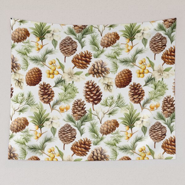Item preview, Naturecore Pine Cones Pattern: Cute Mossy Green Berries & Branches designed and sold by GiveMeMood.